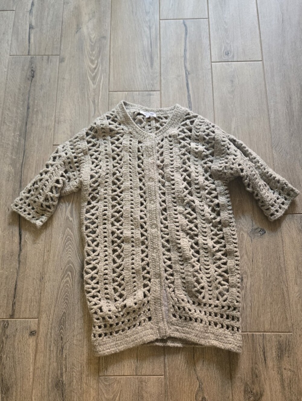 Elizabeth And James Knit/Crochet Openwork Short-Sleeve Sweater